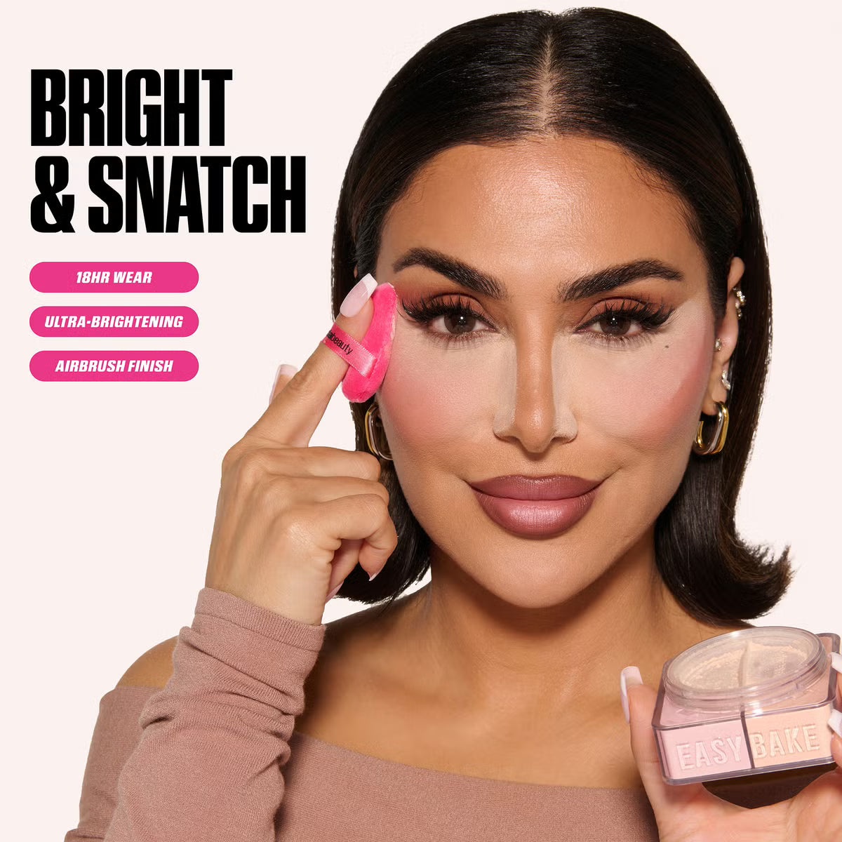 hudabeauty- Easy bake loose powder duo - shade cherry peach
