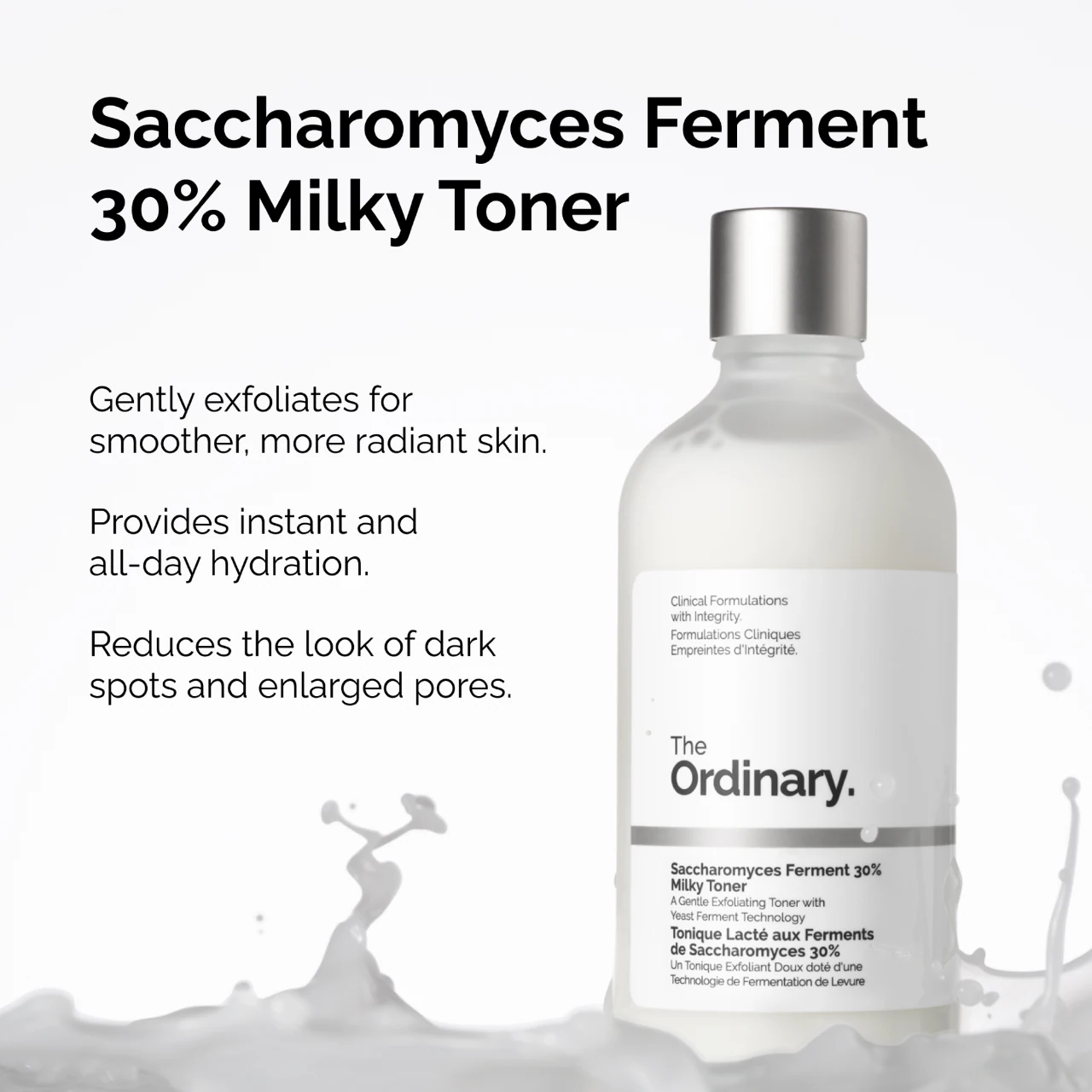 The ordinary - Tonique Lacté aux Ferments de Saccharomyces 30% - Tonique Exfoliant Doux