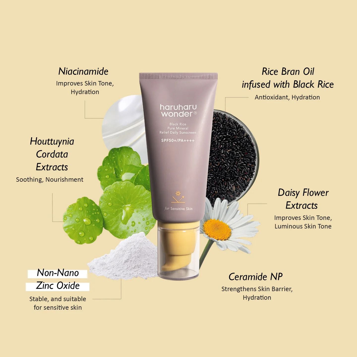 haruharu wonder - Black Rice Pure Mineral Relief Daily Sunscreen SPF50+ / PA++++