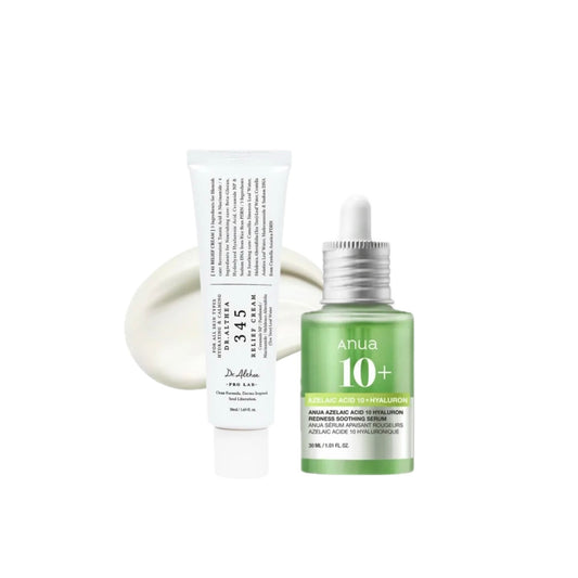 Set Dr althea 345 cream + Anua azelaic acid serum (Routine anti-acné + taches)